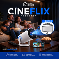 CineFlix HD™ - Seu Cinema em Casa! | Projetor Portátil + Tela 200” GRÁTIS