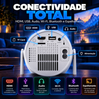 CineFlix HD™ - Seu Cinema em Casa! | Projetor Portátil + Tela 200” GRÁTIS