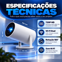 CineFlix HD™ - Seu Cinema em Casa! | Projetor Portátil + Tela 200” GRÁTIS